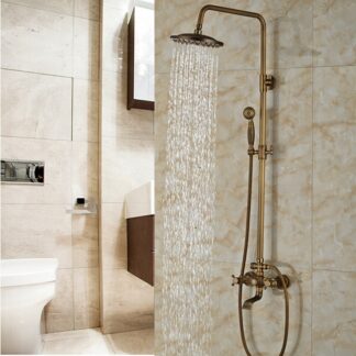 Bateria prysznicowa retro – Płaska Antyczna Deszczownia z Wylewką