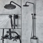 Bateria prysznicowa - Czarna Płaska Deszczownia Bez Wylewki - widok główny