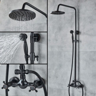 Bateria prysznicowa - Czarna Płaska Deszczownia Bez Wylewki - widok główny