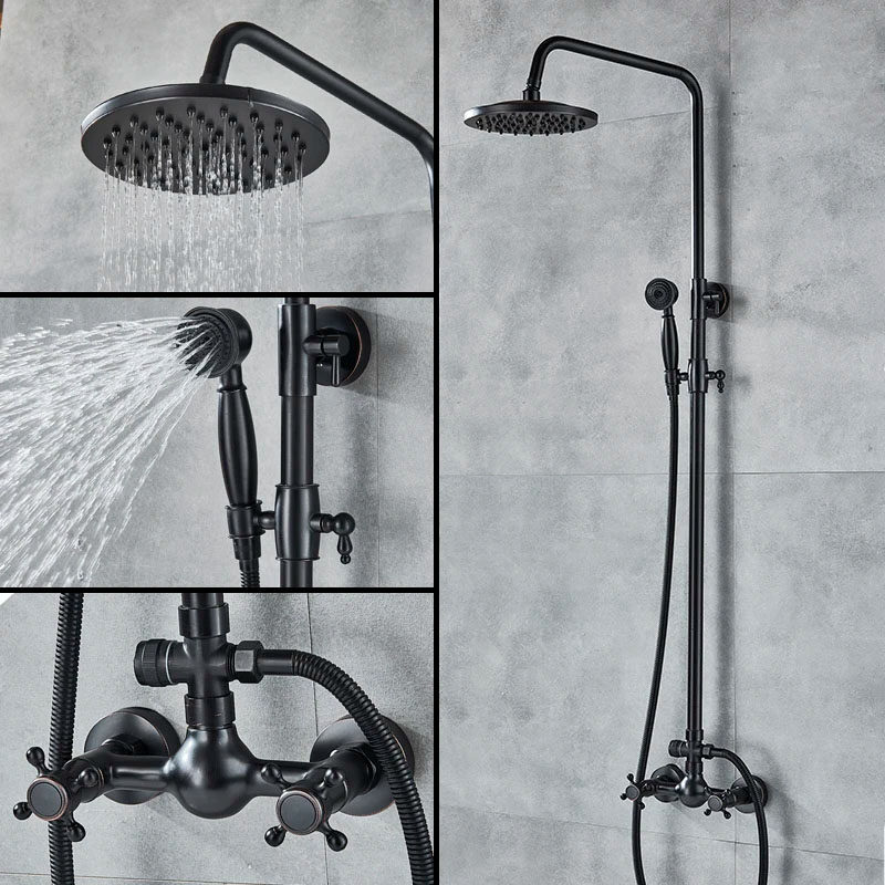 Bateria prysznicowa - Czarna Płaska Deszczownia Bez Wylewki - widok główny