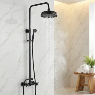 Bateria prysznicowa retro - Wysoka Deszczownia i Kurki Bez Wylewki