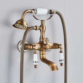 Bateria nadwannowa - Stare Antyczne Złoto i Florystyczne Wzory - główne