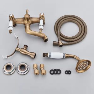 Bateria nad wannę - Stare Antyczne Złoto i Florystyczne Wzory - zestaw