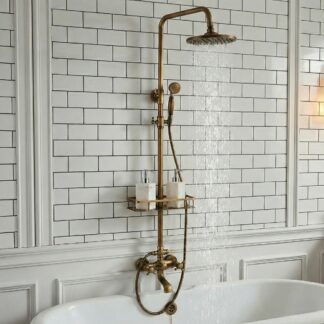 Bateria prysznicowa retro – Deszczownia Vintage z Półką