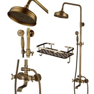 Bateria prysznicowa retro – Duża Deszczownia Vintage z Półką