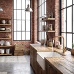 Bateria kuchenna - Rustykalny Kąt w kuchni w stylu industrialnym